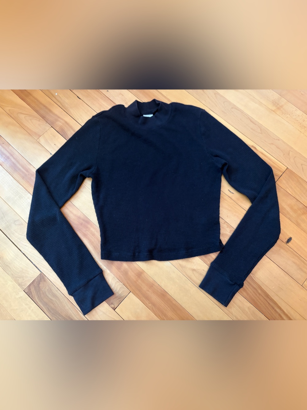 Aritzia - TNA Black Ribbed Mock-Neck Cropped Sweater